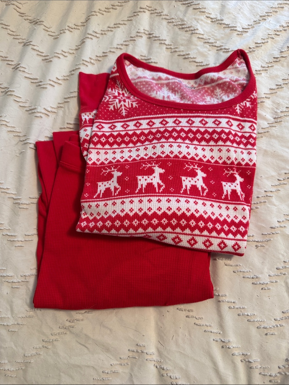 Red Reindeer Thermal Pajama Set
